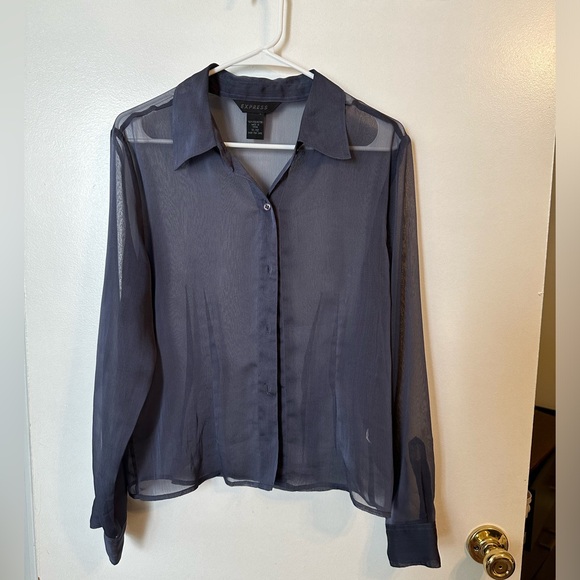 Express Tops - Sheer Vintage Express Button Up
